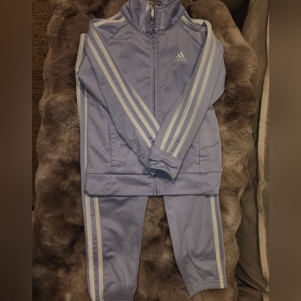 Adidas Lavender Tracksuit with White Stripes